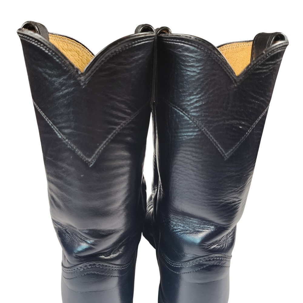 Justin Ropers Black Leather Boots Womens 6.5B Cowboy Western Rodeo USA Vintage - Picture 6 of 14